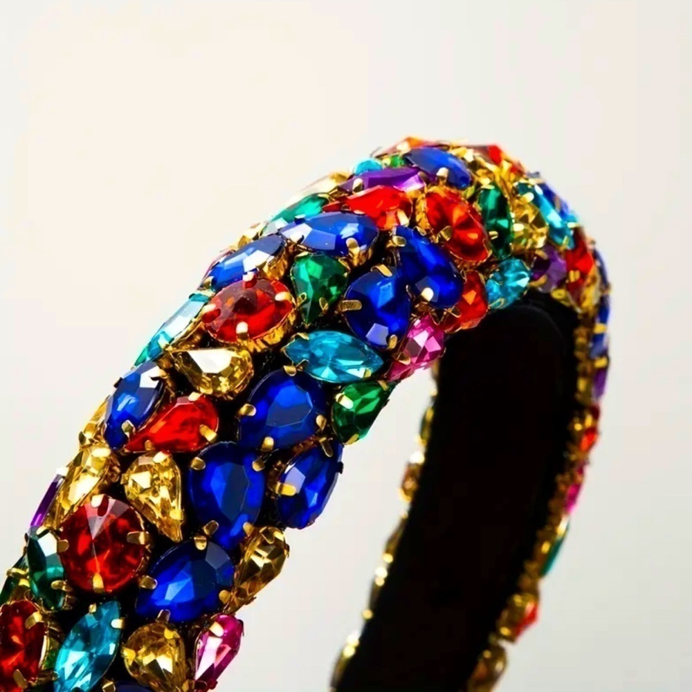 Baroque Style Multicolor Rhinestone Headband - Picture 2 of 4